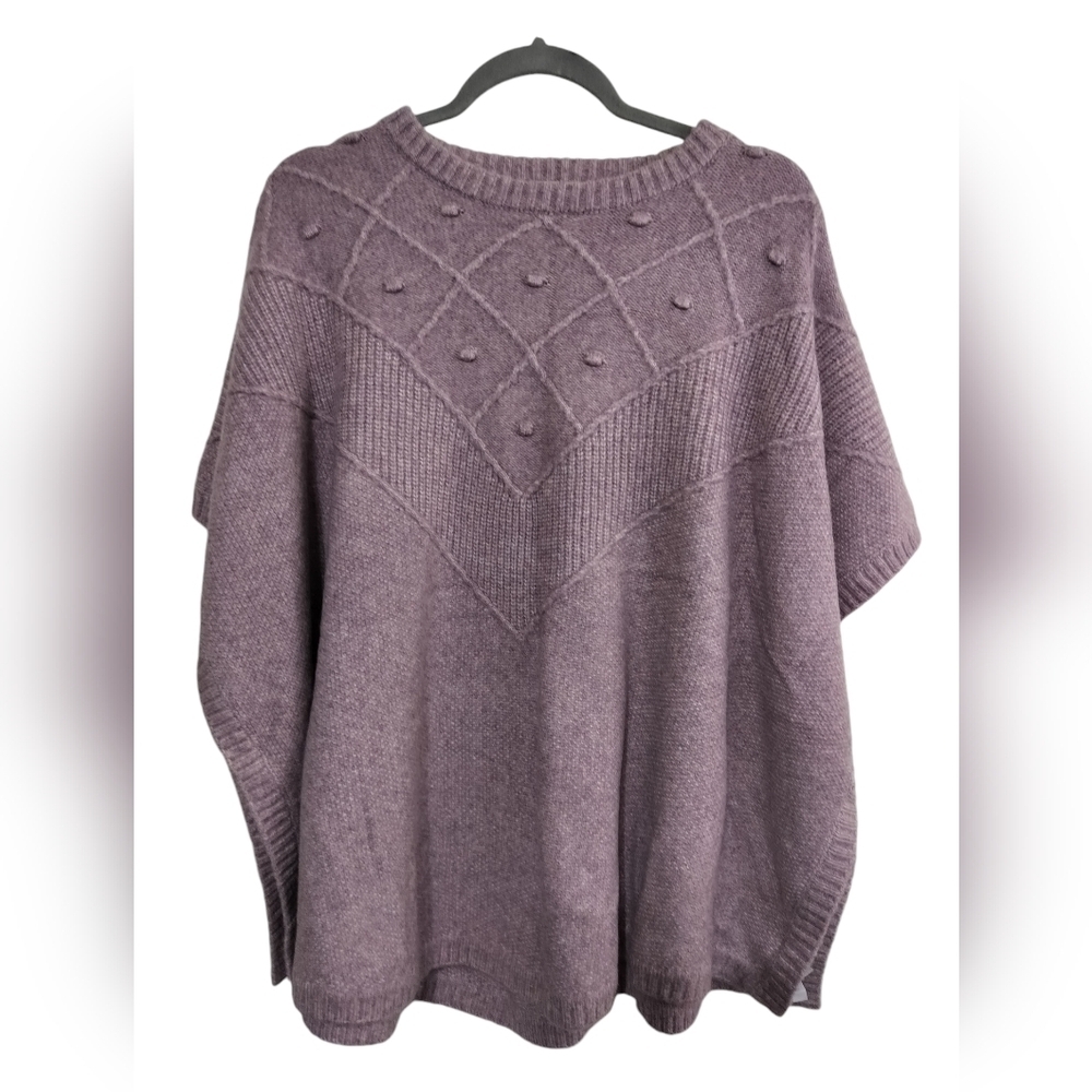 2871) LOFT Lilac Bobble Oversize Knit Pullover Poncho Sweater Size M/L